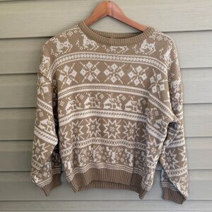 FRAGILE brand vintage 90s juniors fair isle Christmas holiday sweater Nordic EUC